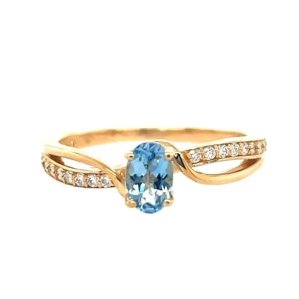 14kt yellow gold 6x4 Oval Aqua Ring Swede's Jewelers East Windsor, CT