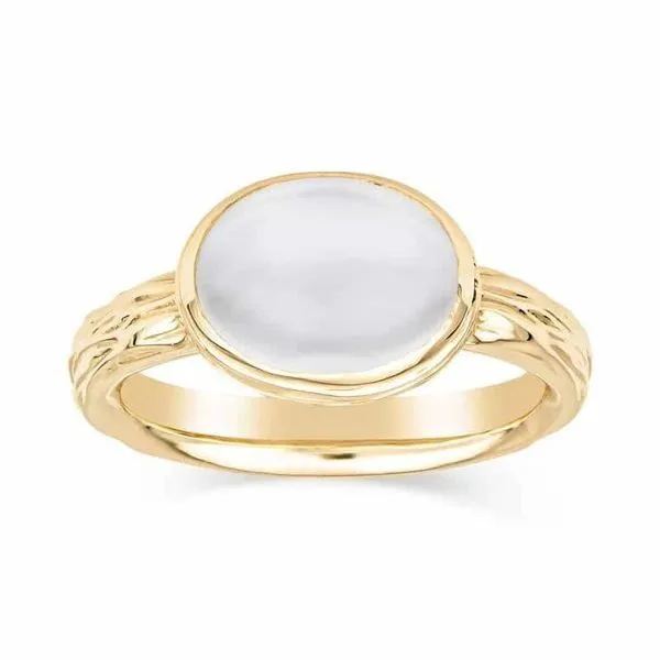 14Kt Yellow Gold Moonstone Ladies Ring 10X8 Moonstone in Bezel Setting Swede's Jewelers East Windsor, CT