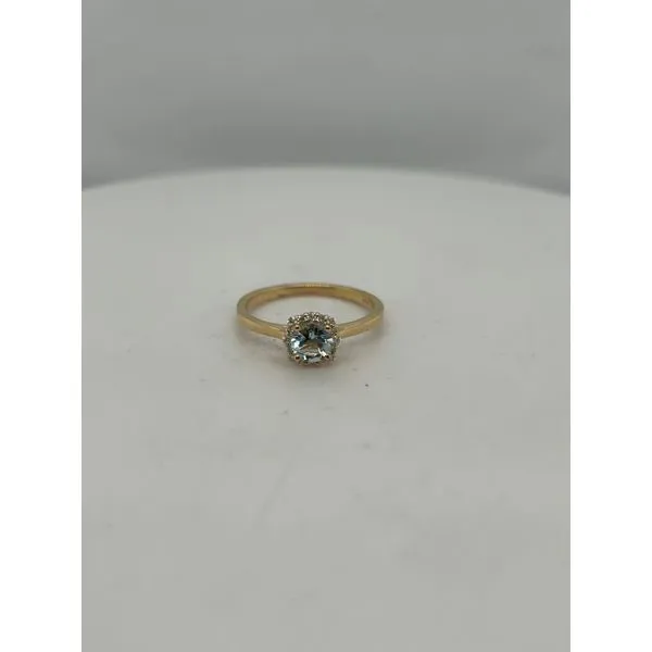 14Kt Yellow Gold Aquamarine with Diamond Halo Swede's Jewelers East Windsor, CT