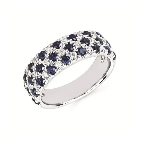 14kt white gold Sapphire 1.50ctw and Diamond .37ctw band Size 6.5 Swede's Jewelers East Windsor, CT