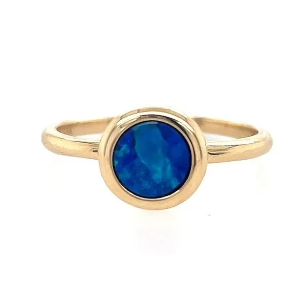 14kt Yellow Gold Australian Opal Doublet Ring Swede's Jewelers East Windsor, CT