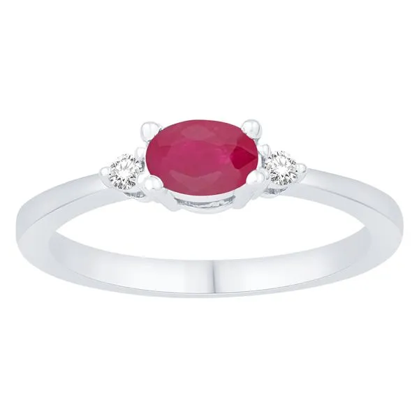 14Kt White Gold Ruby Ring with Side Diamonds Swede's Jewelers East Windsor, CT