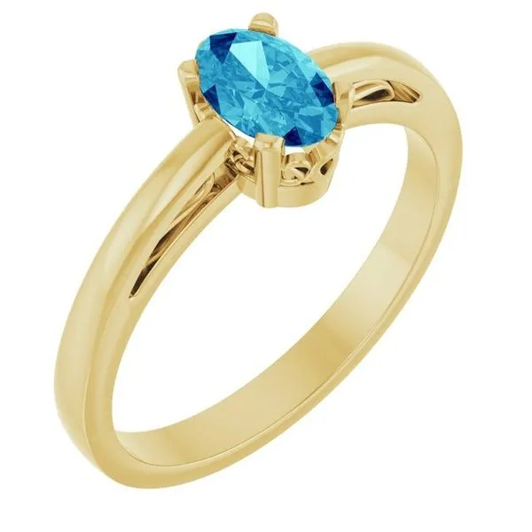 14kt yellow gold Oval Natural Blue Zircon Ring Size 6 Swede's Jewelers East Windsor, CT