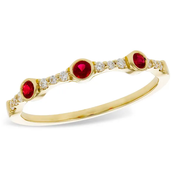 14Kt Yellow Gold Ruby Diamond Band Swede's Jewelers East Windsor, CT