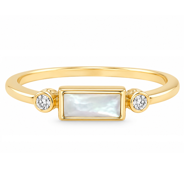 14Kt Yellow Gold Mother of Pearl Diamond Ring Size 7 Swede's Jewelers East Windsor, CT