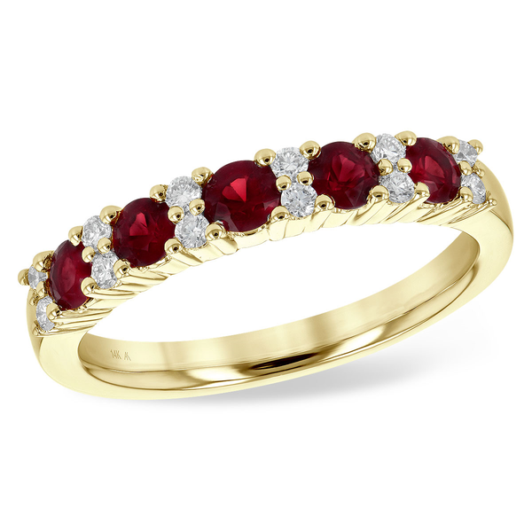 14Kt Yellow Gold Ruby/Diamond Band Size 7 Swede's Jewelers East Windsor, CT