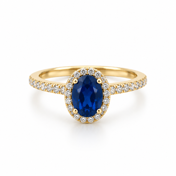 14Kt Yellow Gold Rotating Lab-grown Sapphire/Diamond Ring Image 2 Swede's Jewelers East Windsor, CT