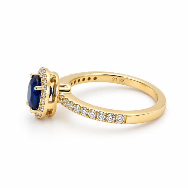 14Kt Yellow Gold Rotating Lab-grown Sapphire/Diamond Ring Image 3 Swede's Jewelers East Windsor, CT