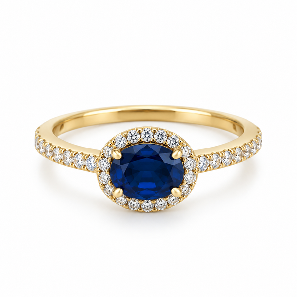 14Kt Yellow Gold Rotating Lab-grown Sapphire/Diamond Ring Swede's Jewelers East Windsor, CT