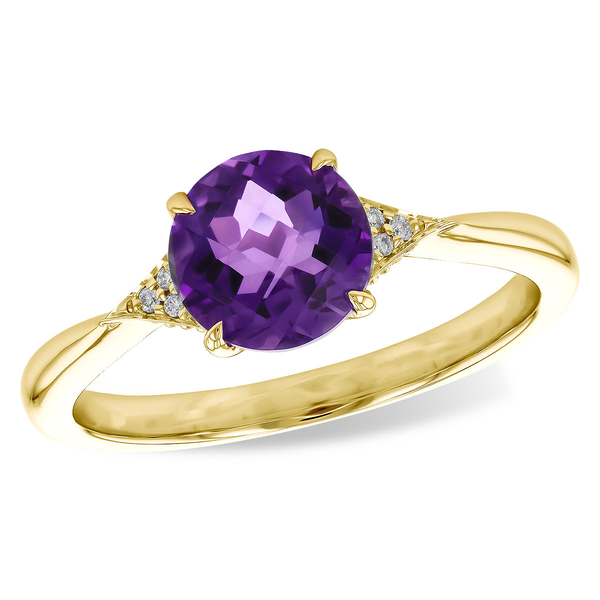 14Kt Yellow Gold Amethyst Diamond Ring Swede's Jewelers East Windsor, CT