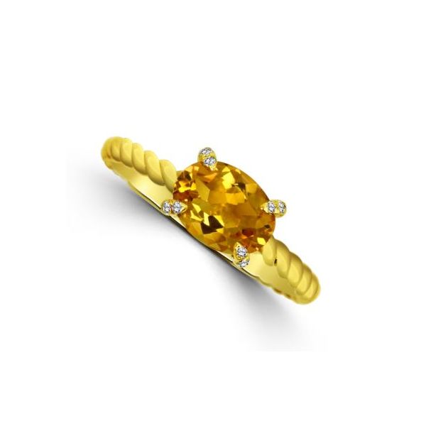 1.07 Cts, oval citrine, 0.02 Cts, rd  diamonds, 14KY ring, size 6.5 Swede's Jewelers East Windsor, CT
