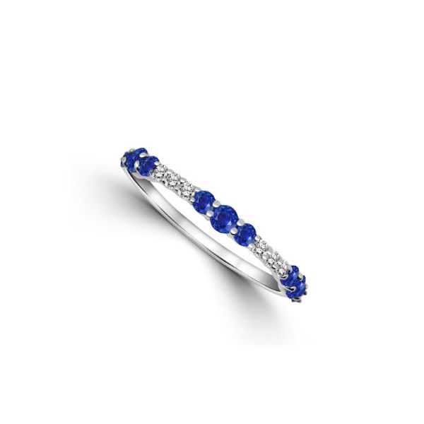 14 Kt White Gold Blue Sapphire & Diamond Ring: 6 Round, 2.0 mm, 0.29 ct round sapphires. 3 Round, 2.5 mm, 0.21 ct sapphires.6 Round, 1.50 mm, 0.09 ct  Swede's Jewelers East Windsor, CT