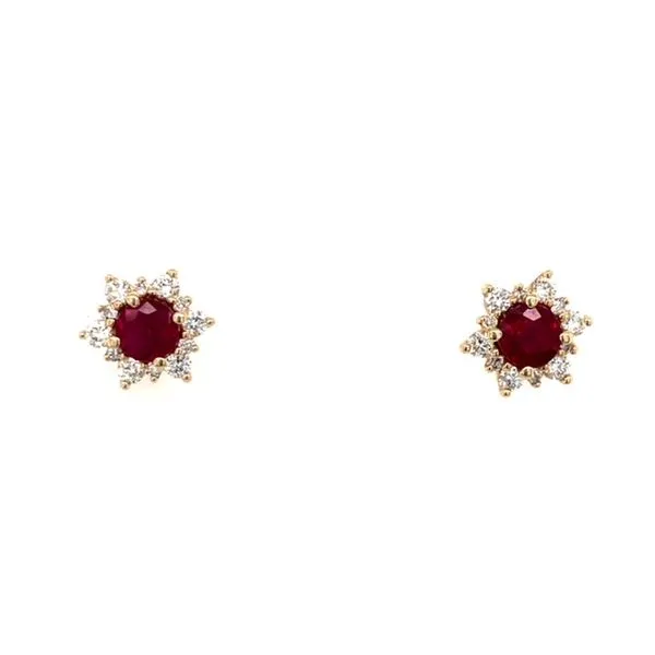 14kyg 4mm Ruby and diamond 0.30ctw Earrings Swede's Jewelers East Windsor, CT