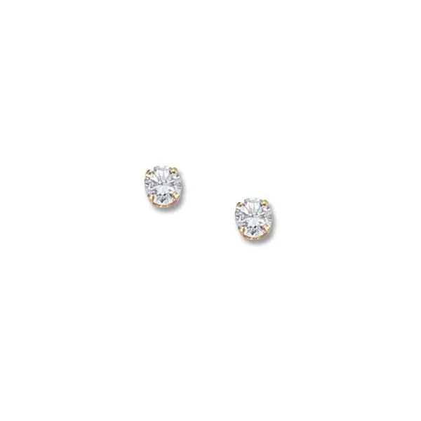 14K Yellow Gold with 4.50mm Round CZ Stud Earrings Swede's Jewelers East Windsor, CT