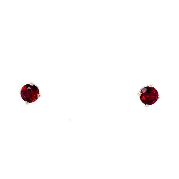 14kt WG 4mm Round Garnet Stud Earrings. Swede's Jewelers East Windsor, CT