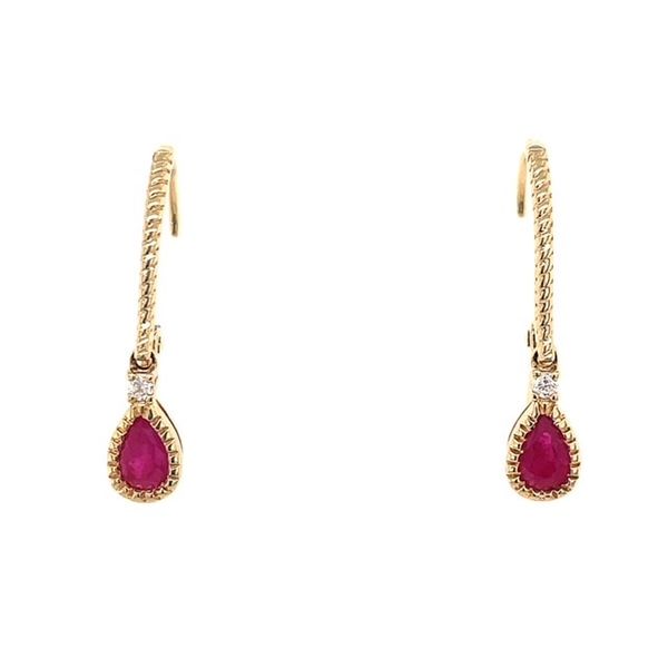 Cirari 14kt Yellow Gold Pear Shape Ruby & Diamond Earrings Swede's Jewelers East Windsor, CT