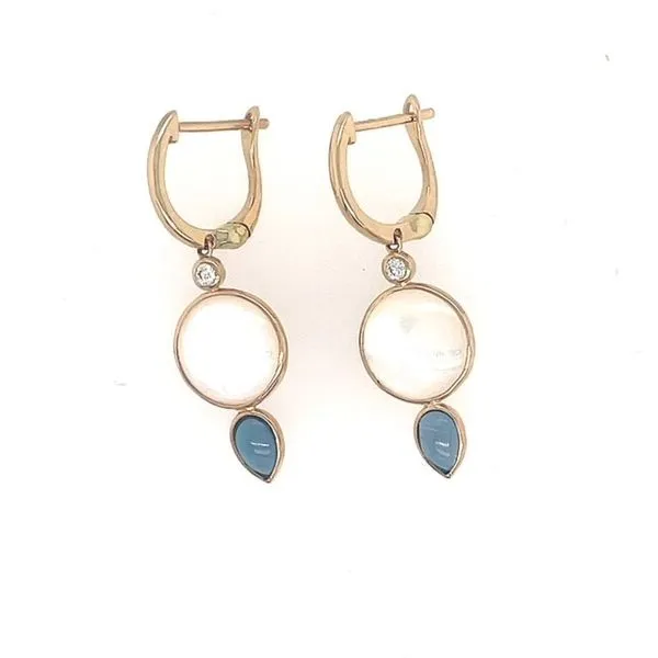 Mother of Pearl, London Blue Topaz & Diamond Dangle Earrings Swede's Jewelers East Windsor, CT