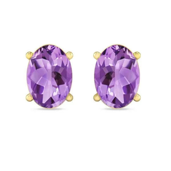 14Kt Yellow Gold Oval Amethyst Earrings Swede's Jewelers East Windsor, CT