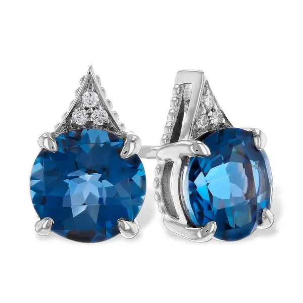 Allison Kaufman London Blue Topaz And Diamond Stud Earrrings.  1.88 Ctr  1.90 Tw Swede's Jewelers East Windsor, CT