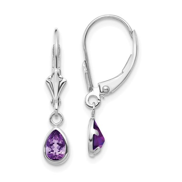 14k 6x4mm White Gold Amethys Earrings Swede's Jewelers East Windsor, CT