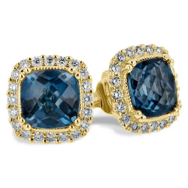14k yellow gold london blue topaz earrings