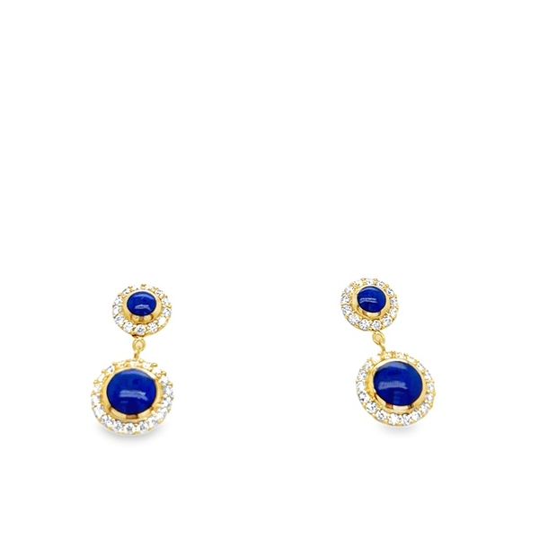 14Kt Yellow Gold Lapis Diamond .41CTW Post-back Dangle Earrings Swede's Jewelers East Windsor, CT