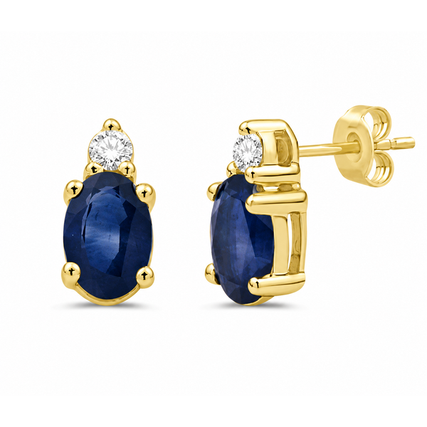 14Kt White Gold 1.16CTW Sapphire Oval Stud Earrings with .06CTW Diamond Accents Swede's Jewelers East Windsor, CT