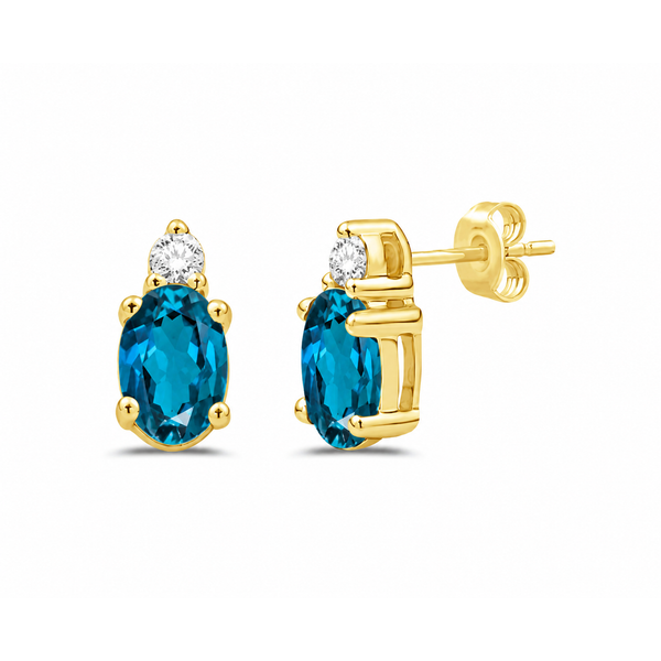 14K Yellow Gold Earrings with Diamond and Blue Topaz with Diamond Accent Swede's Jewelers East Windsor, CT