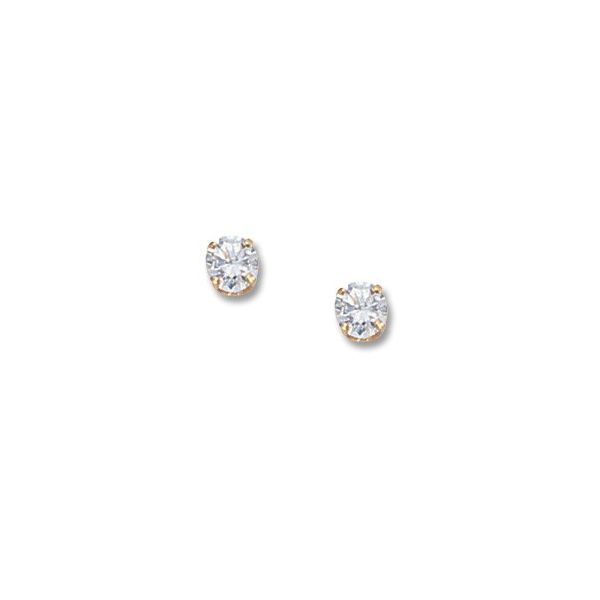 14K Yellow Gold with 4.50mm Round CZ Stud Earrings Swede's Jewelers East Windsor, CT