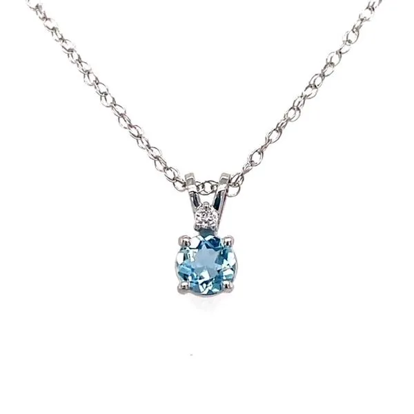 Round Aquamarine with 1 .025tw Diamond Pendant Swede's Jewelers East Windsor, CT