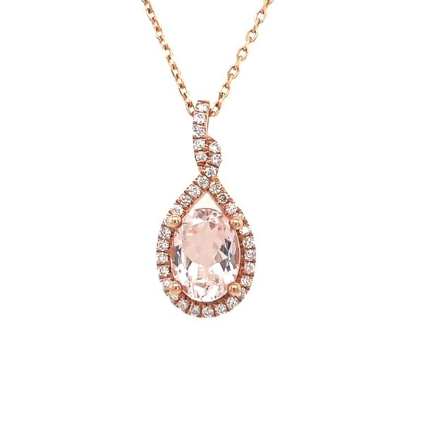 14kt Rose Gold 8x6 Morganite & Diamond Pendant Swede's Jewelers East Windsor, CT