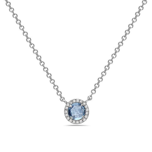14kt White Gold Blue Topaz and Diamond Pendant Swede's Jewelers East Windsor, CT