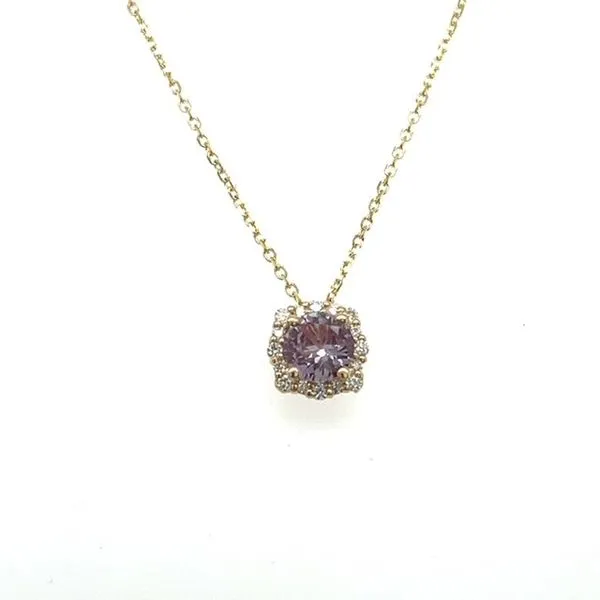 14Kt Yellow Gold Created Alexandrite Pendant with Diamonds on 18
