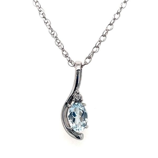 14kt White Gold Aquamarine & Diamond Pendant Swede's Jewelers East Windsor, CT
