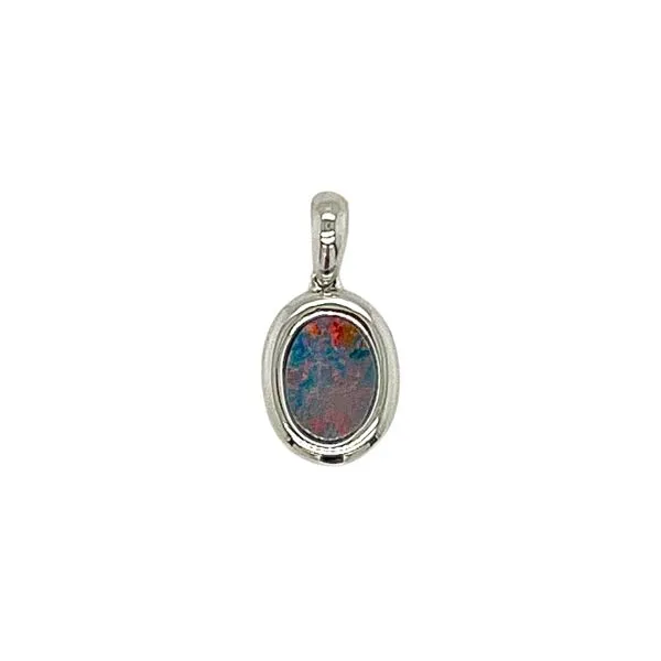 14K White Gold 5x7 Oval Australian Opal Doublet Pendant with Bail Swede's Jewelers East Windsor, CT