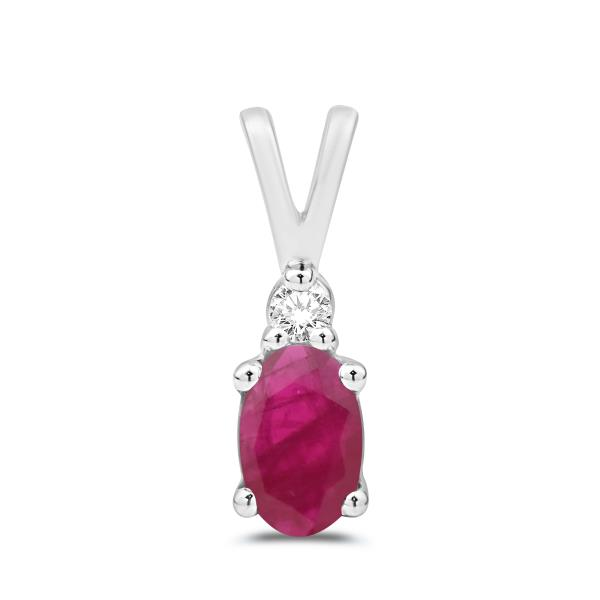 14Kt White Gold Ruby .59CTW with Diamond.03CTW G-H/ SI Pendant Swede's Jewelers East Windsor, CT