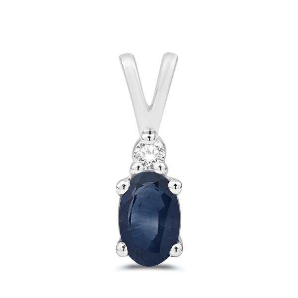 14Kt White Gold .45CTW Sapphire with .03CTW G-H/SI Diamond Accent Pendant Swede's Jewelers East Windsor, CT