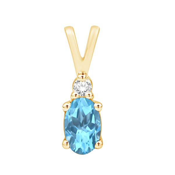 14K Gold Blue Topaz 6x4mm with Diamond .03CTW G-H/SI Swede's Jewelers East Windsor, CT