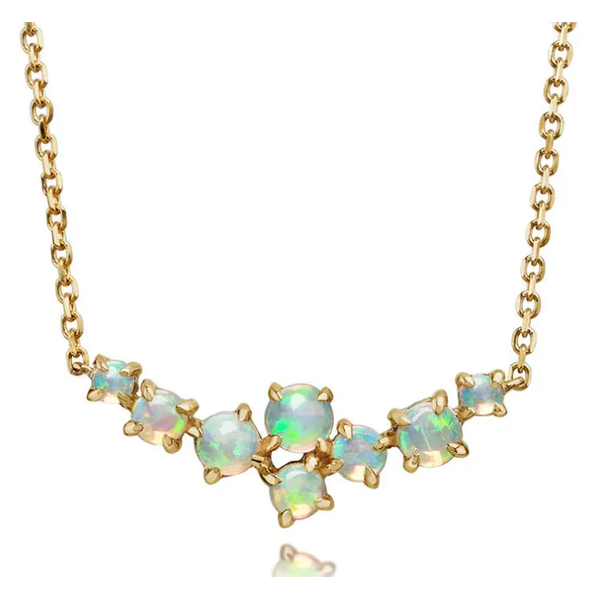 14Kt Yellow Gold Light Australian Stagger Opal Necklace 18