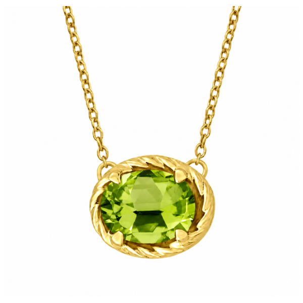 14Kt Yellow Gold Gold 8x6mm Oval Peridot Necklace 18