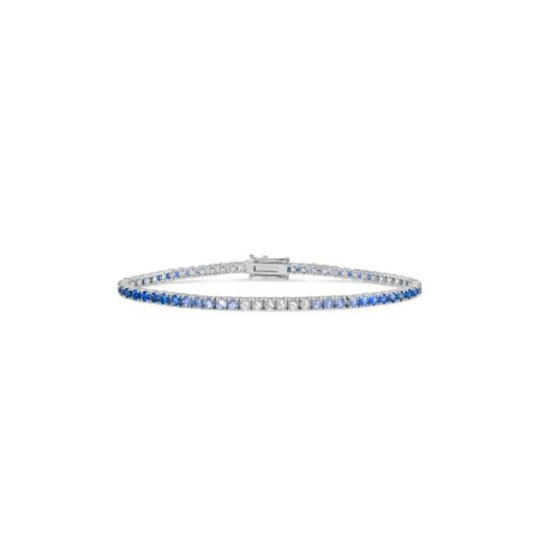 14 KW Ombre Blue Sapphire Bracelet, 5.29 cts, round shape Swede's Jewelers East Windsor, CT