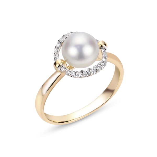 14Kt Yellow Gold Fresh Water Pearl with Diamond Halo Ring Swede's Jewelers East Windsor, CT