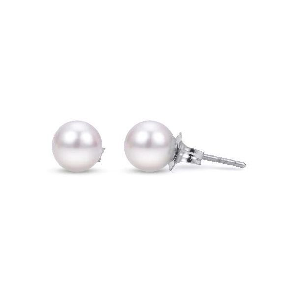 14K White Gold 7mm Akoya Pearl Stud Earrings Swede's Jewelers East Windsor, CT