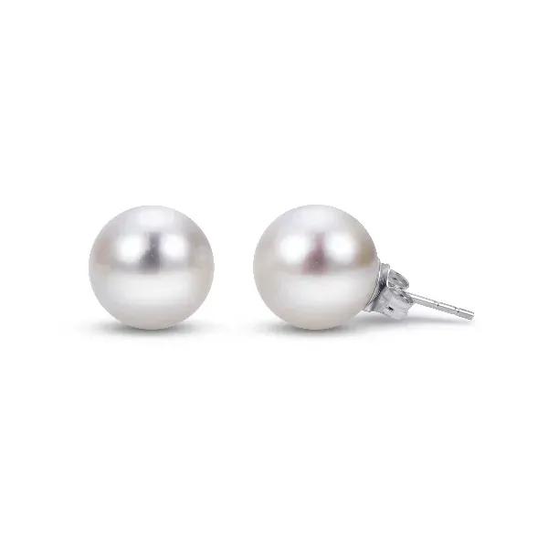 14K White Gold 9-9.5mm Freshwater Pearl Stud Earrings