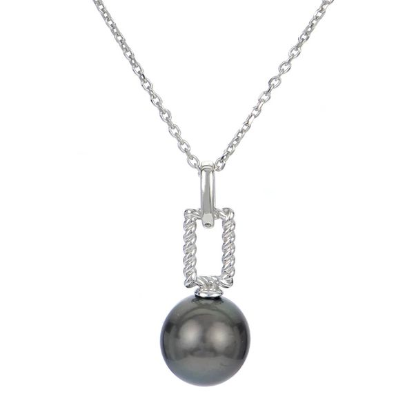 Sterling Silver 9-10mm Tahitian Cultured Pearl Pendant on 16/18