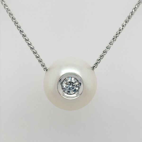 Galatea Diamond In A Pearl 14kt White Gold Necklace Swede's Jewelers East Windsor, CT