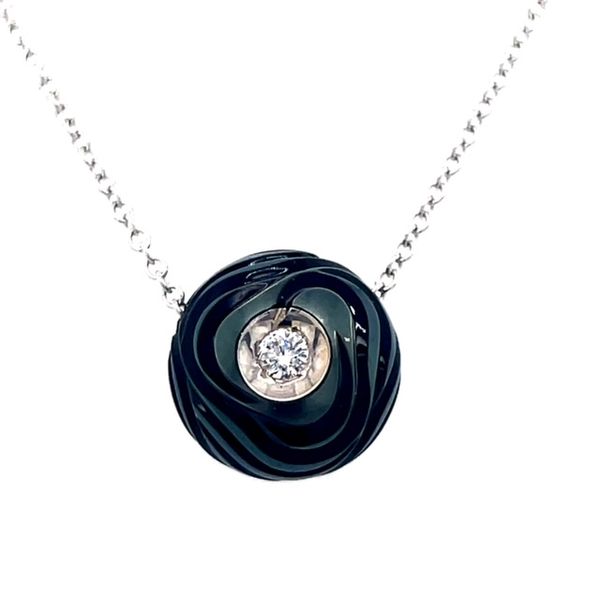 14kt White Gold Handcarved Tahitian Pearl Pendant with Diamond Swede's Jewelers East Windsor, CT