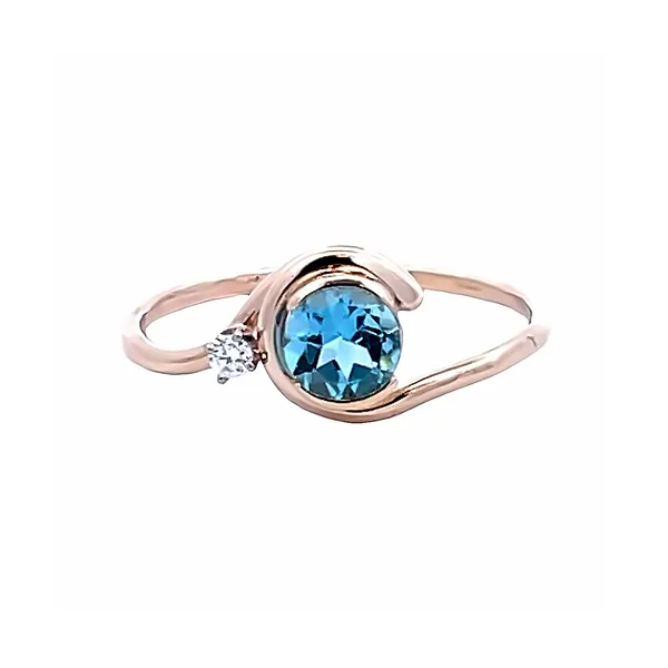 14Kt Yellow Gold Ring With Diamond And Blue Topaz - Size 7 Swede's Jewelers East Windsor, CT