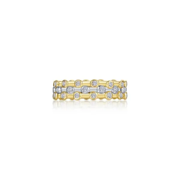 Lafonn Sterling Silver Golf Plated 2 Tone 3 Piece Stackable Ring Set With .84 Ctw Similated Stones Swede's Jewelers East Windsor, CT