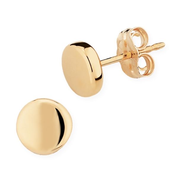 14Kt Yellow Gold Button Stud Earring. Swede's Jewelers East Windsor, CT